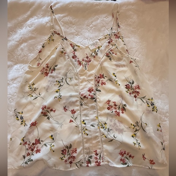 Sienna Sky Tops - Sienna Sky Floral Print Cami Tank Top Cream Pink Yellow M - EUC
